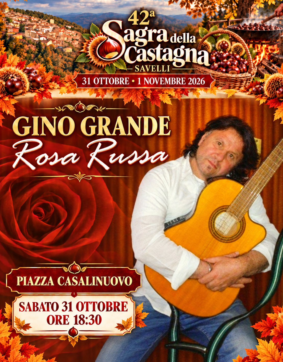 Gino Grande, sabato 31 ottobre 2026 alle ore 18:30 in Piazza Casalinuovo