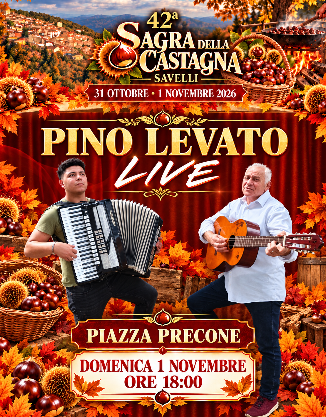 Pino Levato Live e premiazioni, domenica 1 novembre 2026 alle ore 18:30